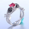 Crystal Rhinestone Red CZ Skull Punk Wedding Ring