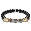 Multi-Color Natural Stone Matte Skull Bracelets