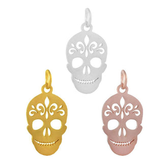 Stainless Steel Polished Hollow Skull Head Charm