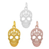 Stainless Steel Polished Hollow Skull Head Charm
