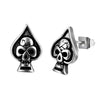 Vintage Spade Shape Skull Stud Earrings