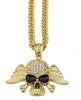 Black Eyes Ghost Wings Skull Head Hip Hop Pendant Necklace