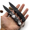 Stainless Pocket Size Survival Folding Knife With Skulls On - designfullprint