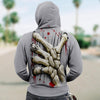 3D Skull Bones Ripped Through Unisex Zip up Hoodie 001 - designfullprint