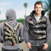 3D Skull Bones Ripped Through Unisex Zip up Hoodie 001 - designfullprint
