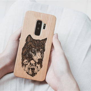 Wood Phone Case for Universal Models -Wolf Forest Moon 008 - designfullprint