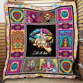 Gift For Hippie Hippie Girl Let It Be Quilt Throw Blanket CH