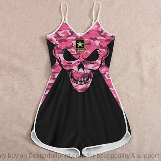 Skull Gift Gift For Army Pink Army Skull Romper For Women LN