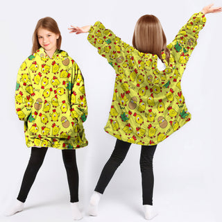 Chicken Lover Gift For Kids Cartoon Chicken Wearable Blanket Kid Snug Hoodie