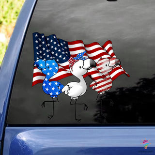 Flamingo America Flag Car Sticker NH