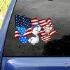 Flamingo America Flag Car Sticker NH