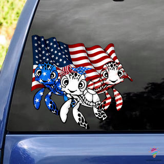 Gift For Turtle Lover Turtle America Flag Car Sticker NHD