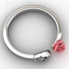 Skull Inlaid Red Rose Stainless Steel Ring