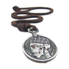 Antique Silver Skull Leather Necklace
