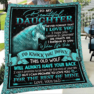 Gift For Wolf Lover Gift For Dad To My Daughter You Always Have My Back Father To Daughter Wolf Father Daughter Quotes Blanket PA