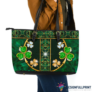 Irish Shop Gemstone Diamond Shamrock Irish Leather Tote Bag HG