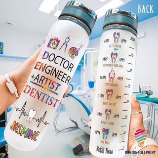 Doctor Engineer Artist Dentist Personalized Water Track Bottle NHD