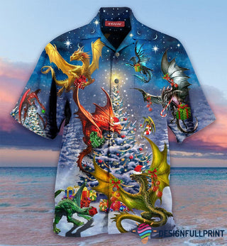Gift For Dragon Lover Dragon On Christmas Night Hawaii Shirt LN