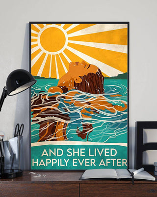 And She Lived Happily Ever After Swimming Girl Beach Poster PA