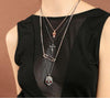Multi-Layer Crystal Cross Skull Pendant Necklace