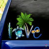 Gift For Turtle Lover Love Turtle Palm Tree Car Sticker NH