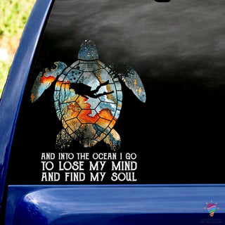 Gift For Turtle Lover Into The Ocean Turtle Car Sticker NHD