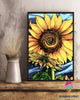 Gift For Dragonfly Lover Sunflower and Dragonfly Painting On Poster LN