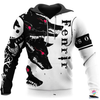Gift For Viking Lover Fenrir Viking Black and White All Over Print Hoodie LN