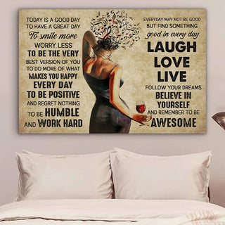 Gift For Music Lover Today Is A Good Day To Live Love Laugh With Music Positive Words Everyday Girls Poster PA
