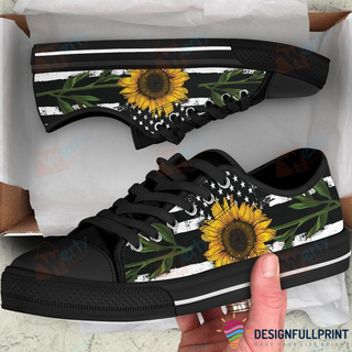 Sunflower America Flag LowTop Canvas Shoes NHD