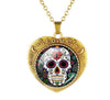 Glass Domed Heart Shape Love Skull Necklaces