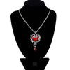 Hot Punk Retro Skull Red Peach Heart Crystal Necklace