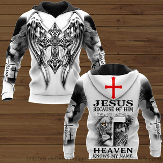 Gift For Christian Jesus Because Of Him Heaven Know My Name Unisex Hoodie HG