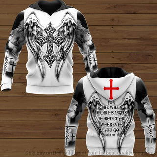 Gift For Christian Lion Jesus Angel Cross Angel US Unisex Hoodie LN