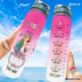 She Will Kick You In The Face Unicorn Personalized Water Track Bottle NHD