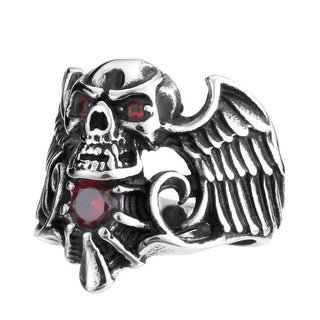 Cubic Zirconia Punk Biker Skull Stone Ring