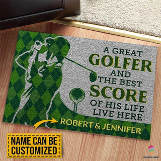 Gift For Golf Lover An Great Golfer And Best Score Of His Life Live Here Doormat HG