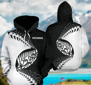 Aotearoa Black White Hoodie HG