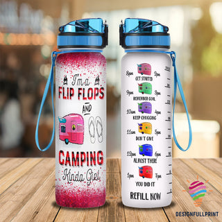 Gift For Camper I Am A Flip Flops And Camping Kinda Girl Water Track Bottle NHD