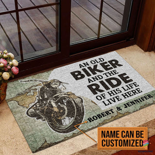 An Old Biker And The Ride Of His Life Live Here Doormat HG