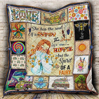 Gift For Hippie Hippie The Heart Of A Hippie Quilt Throw Blanket CH