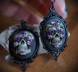 Black and Purple Skull Earring