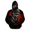 3D Skull Knight Unisex Zip Up Hoodie 012 - designfullprint