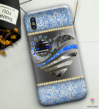 Gifts for Police Officers Gliter Police US Flag Back The Blue Gift For Police Officer Phone Case CH