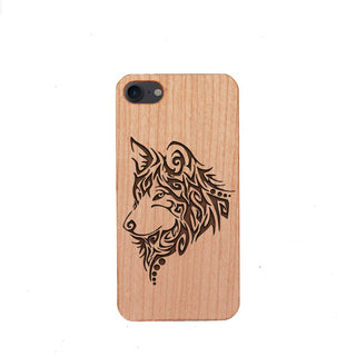 Wood Phone Case for Universal Models -Wolf Face Mandala 007 - designfullprint