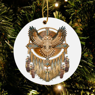 Native American Dreamcatcher Owl Mandala Ornament LH Gift For Native American