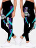 Skull Gift Teal and Purple Sugar Skull Girl Suicide Awareness Premium Leggings