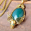 Antique Metal Multi-Color Stone Skull Necklaces