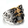Exaggerated Flower Vintage Stainless Steel Skull Ring