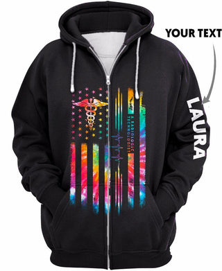 New Personalized  Tie Dye Flag A RADIOLOGIC TECHNOLOGIST US Unisex Size Hoodie